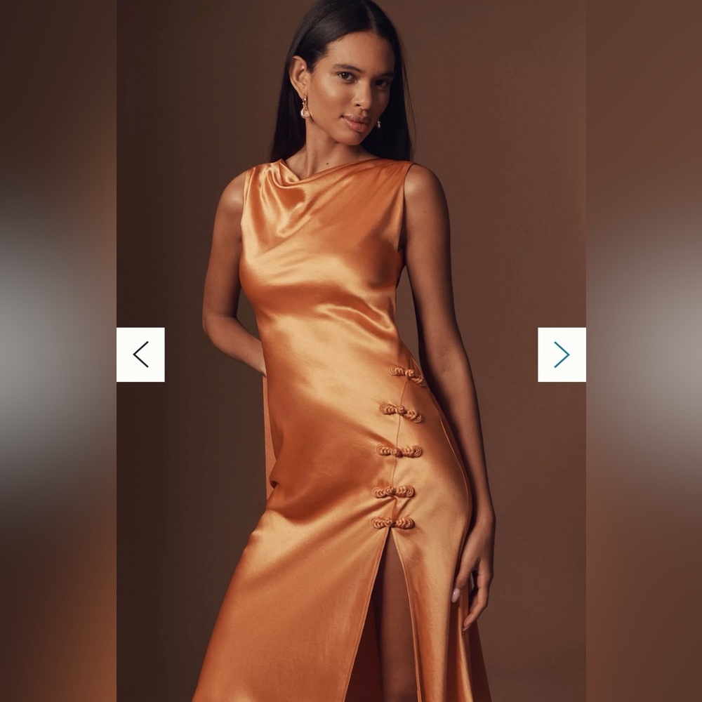 SAU LEE Priscilla Satin High-Neck Column Maxi Dress - Picture 3 of 7
